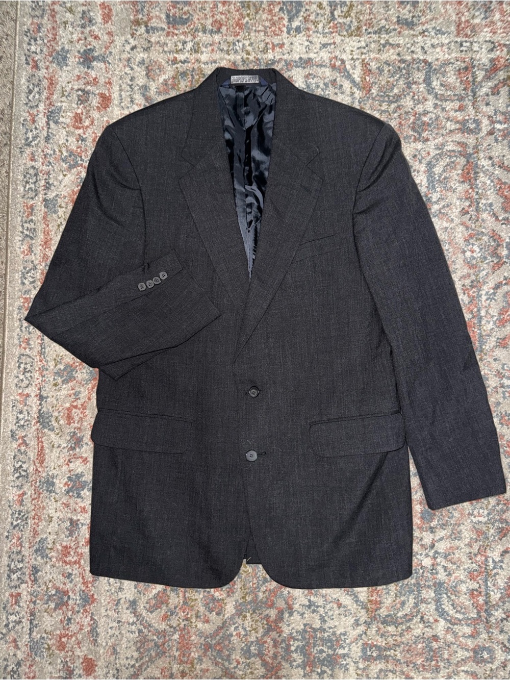 Lands' End Men's Dark Charcoal Two-Button Blazer